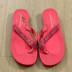 Juicy Couture pink flip flops with rhinestone logo